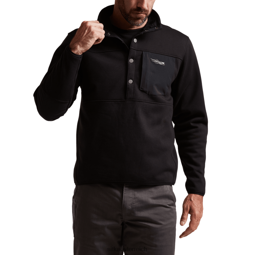 SITKA Gear Snap-Fleece im vorderen Bereich Männer Schwarz Spitzen 0HFT2V204